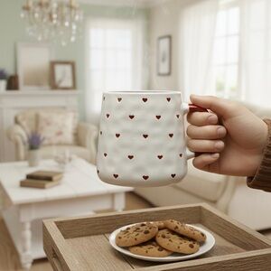 Valentine's Day Heart Mug - Large 20oz Ceramic Coffee Cup for Her